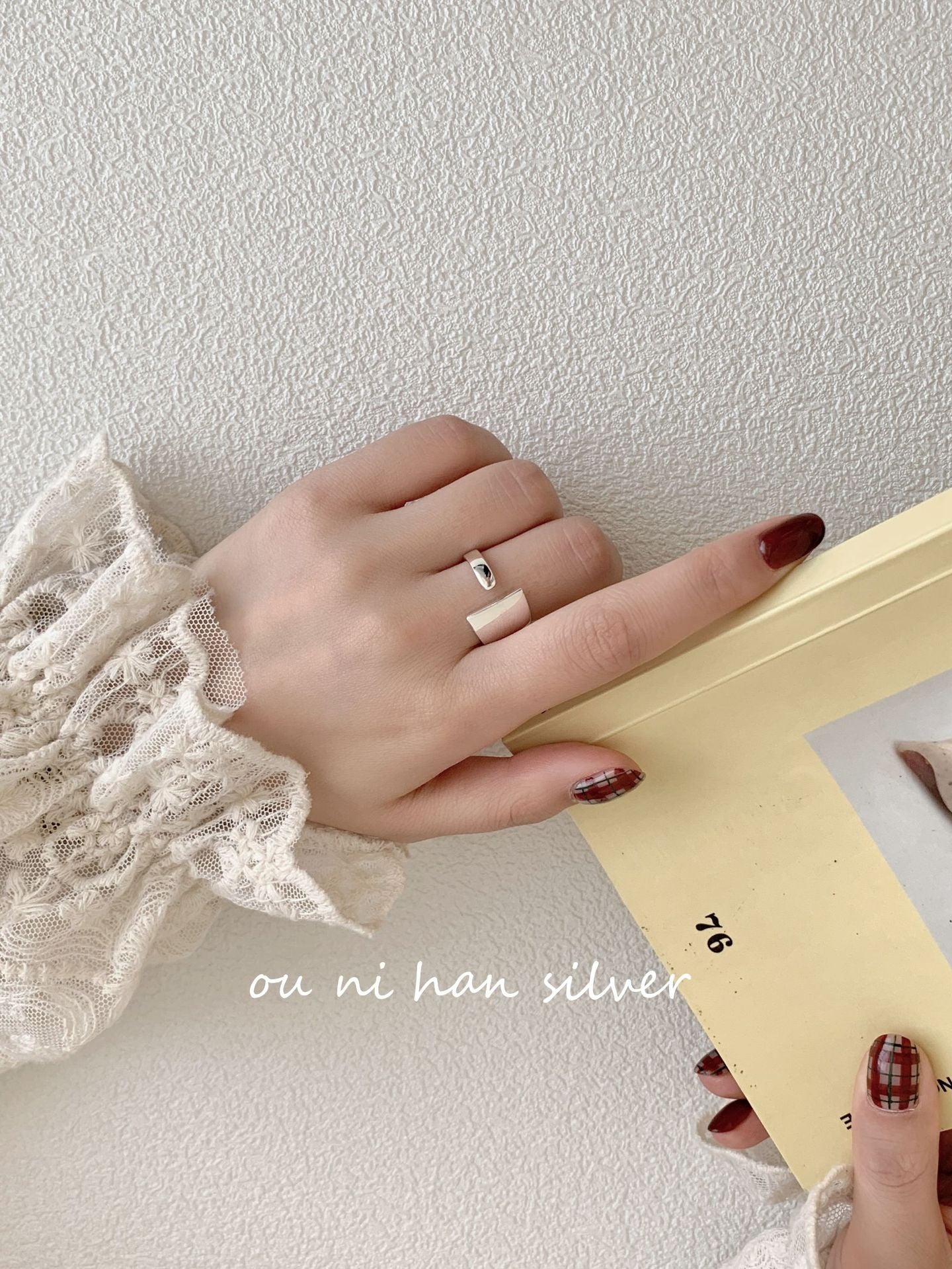 Heavy Industry S925 Sterling Silver Ring Women's ins Style Niche Design High Sense Light Luxury Fashion Index Finger Ring