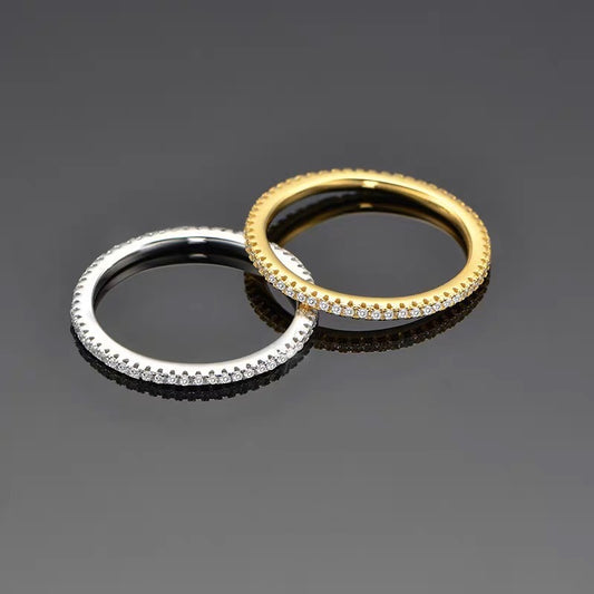S925 sterling silver plain ring diamond ring simple fashion versatile temperament ring ins style
