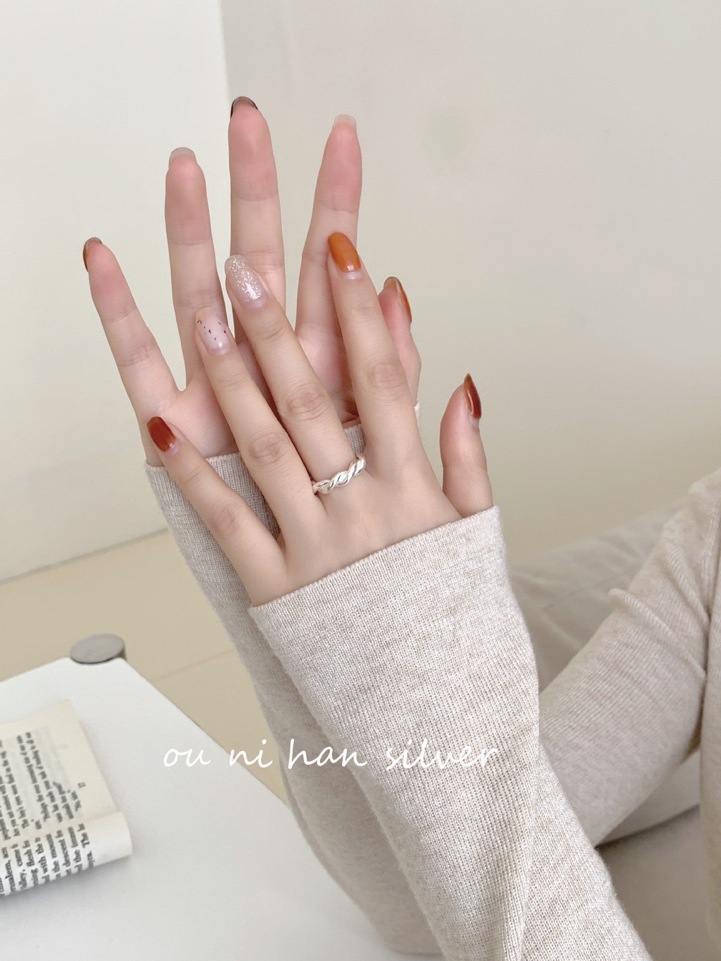 Heavy Industry S925 Sterling Silver Ring Women's ins Style Niche Design High Sense Light Luxury Fashion Index Finger Ring