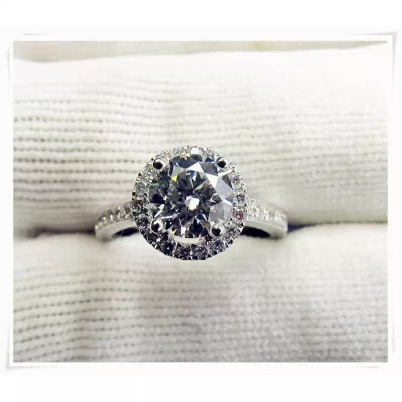 Imitation S925 silver square bag ring, high-end moissanite diamond ring, light luxury