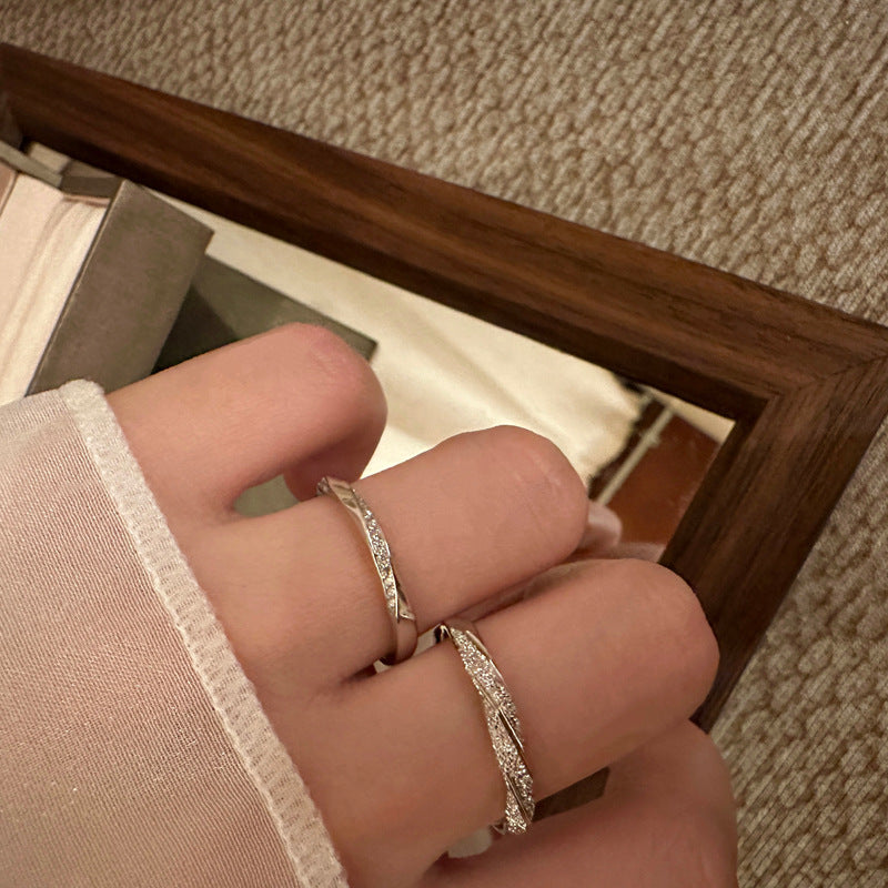 Live Couple Ring S925 Silver Simple Mobius Pair Ring, Sterling Silver Stone Ring