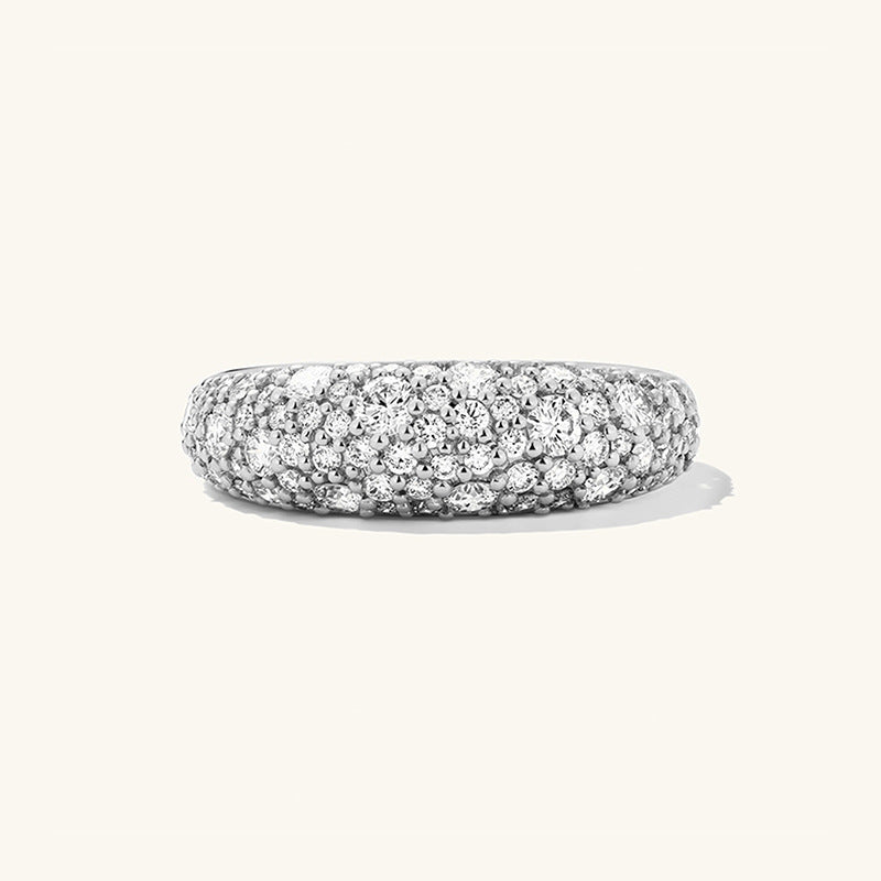 S925 Sterling Silver High Fashion Zircon Wide Face Full of Personality Versatile Ring