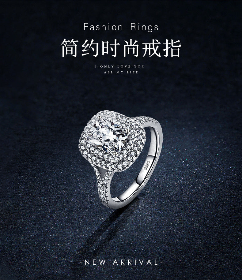 Cross-border s925 classic luxury full diamond charm ring fashion jewelry versatile Internet celebrity popular jewelry one piece hair