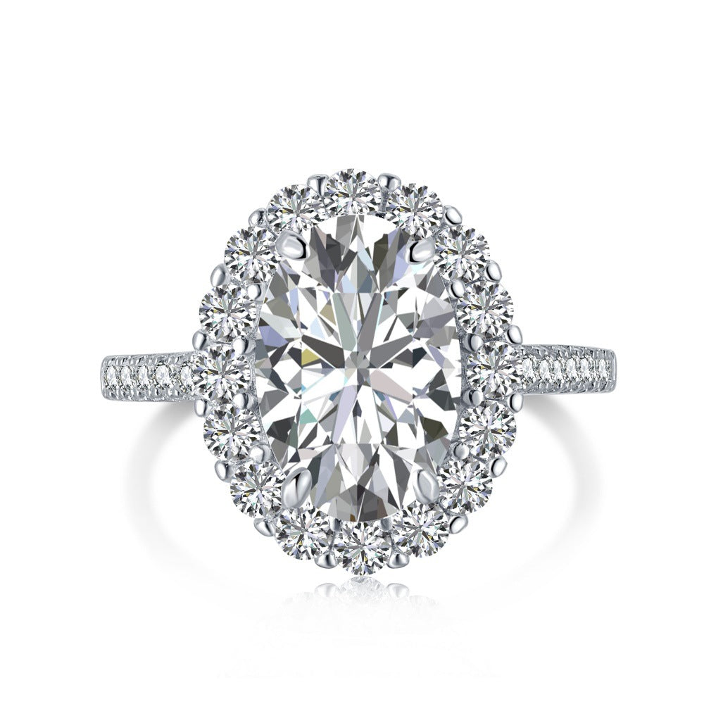 S925 Sterling Silver 8A High Carbon Diamond Rectangular Triangular Denier Cut Luxury Group Ring