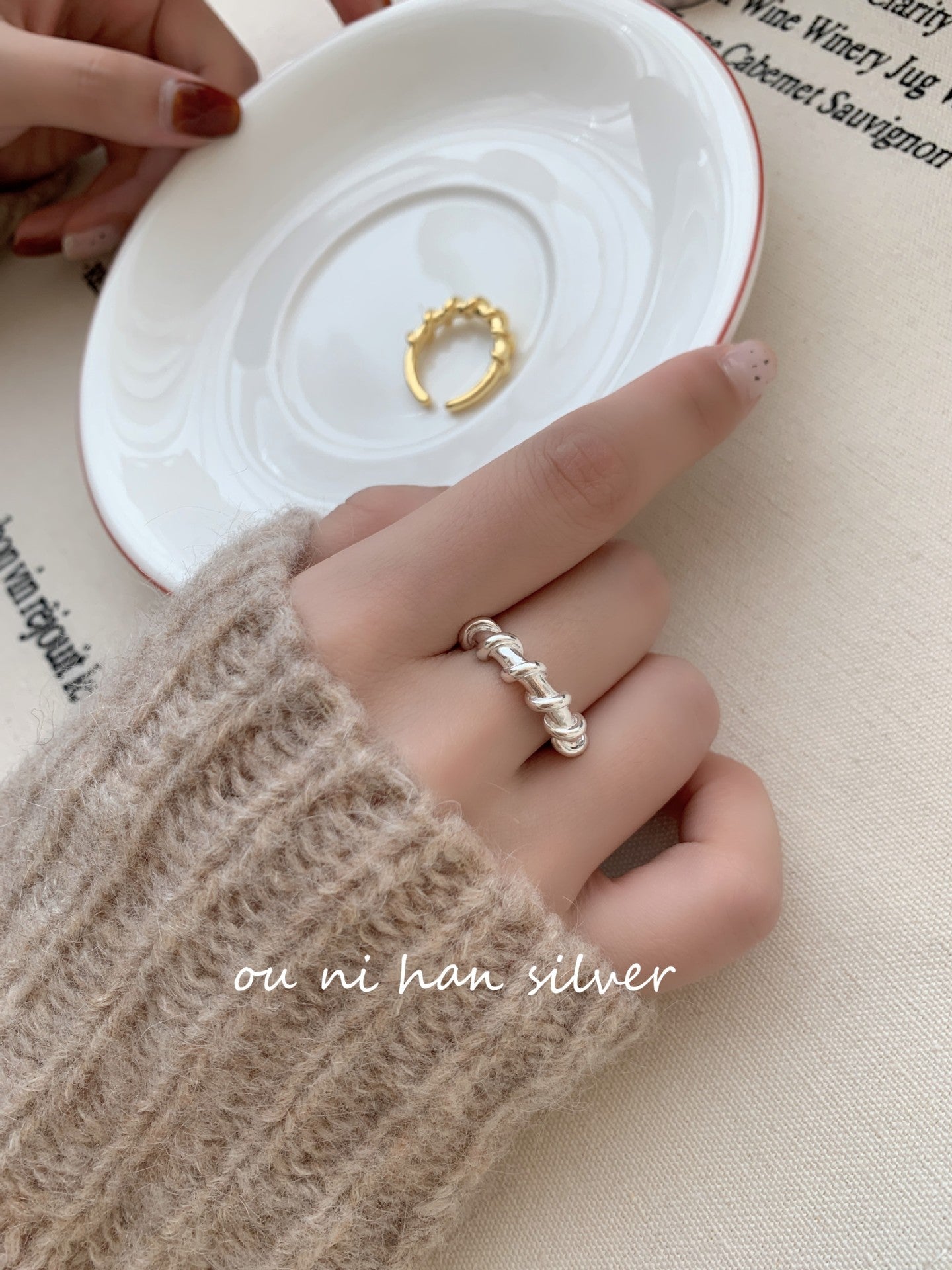 Heavy Industry S925 Sterling Silver Ring Women's ins Style Niche Design High Sense Light Luxury Fashion Index Finger Ring